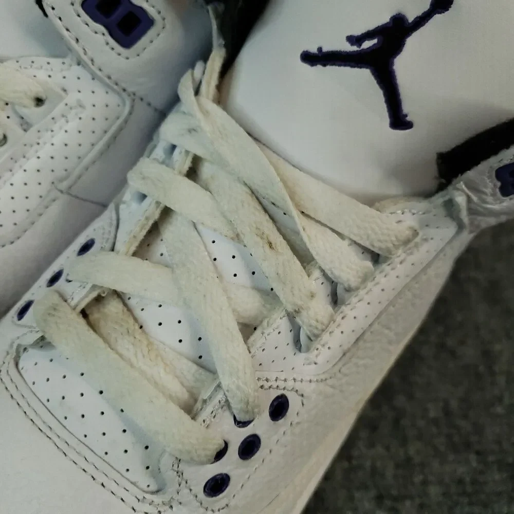 Nike Air Jordan 3 Retro Shoes Youth Boys Size 7 Purple White Sneakers DM0967-105